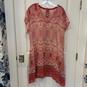 Johnny Was Red and Cream Bandana Inspired Dress